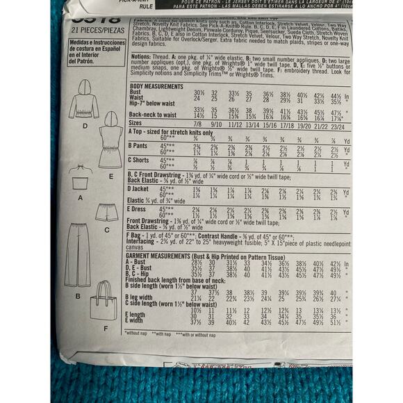 Simplicity Sewing pattern 5518 top shorts pants jacket - Picture 4 of 5